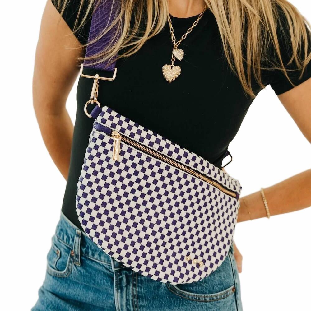 NEW PRETTY SIMPLE westlyn woven bum bag in checkered purple
